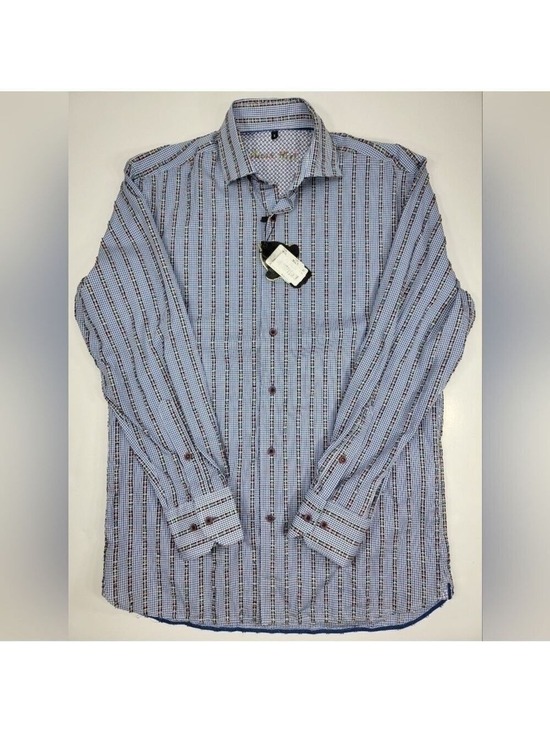 Luchiano Visconti Black Other - NWT Luchiano Visconti Black Mens S Striped Rainbow Button Up Shirt Long Sleeve